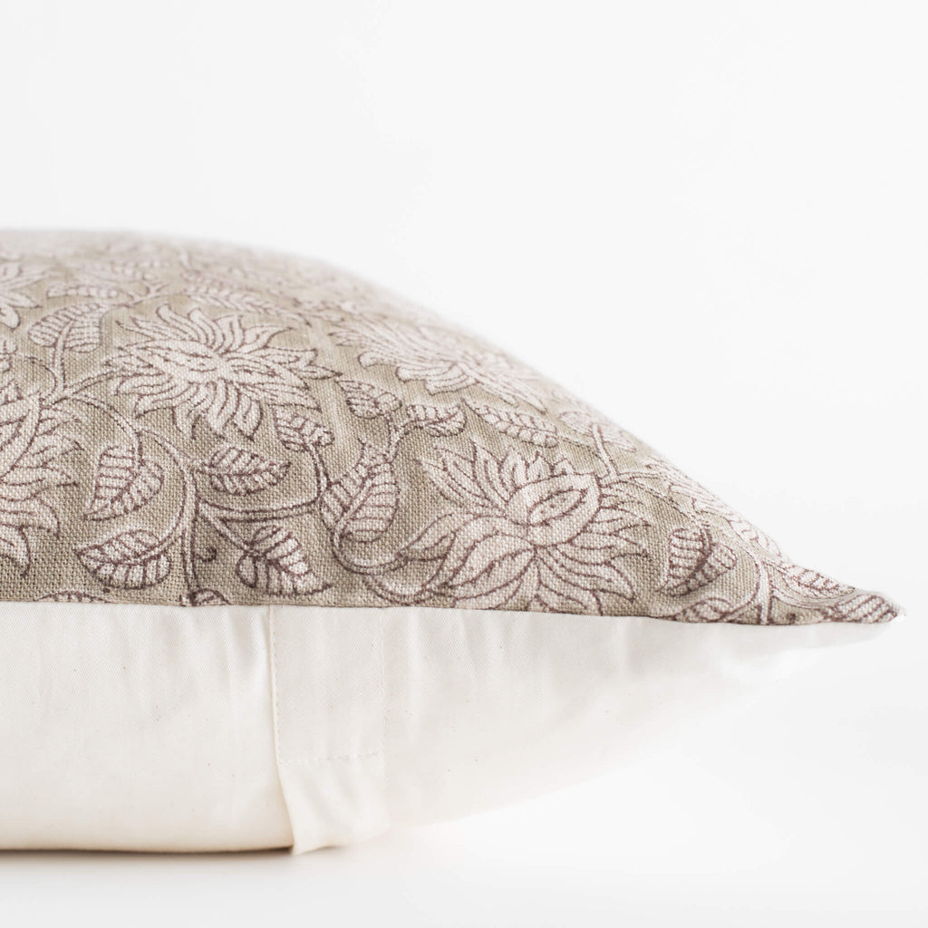 Niva Floral Block Printed Pillow Cover | Sage Green