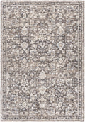 Decorative rug with floral pattern in gray and beige tones