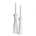 Sculptural white taper candle holders with a handcrafted textured finish and timeless minimalist European-inspired styling | Sorelle Rossi Shoppe