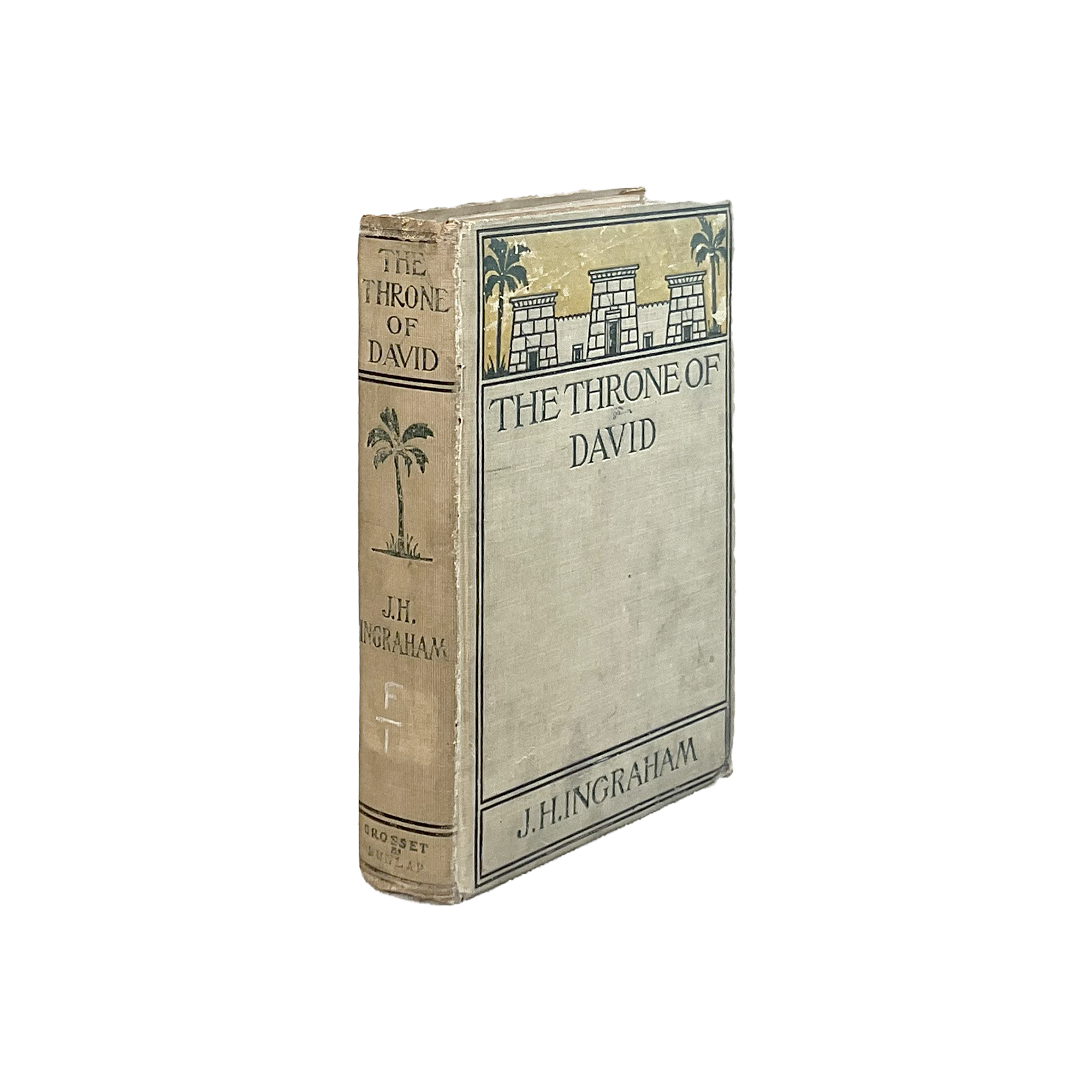 Vintage book titled 'The Throne of David' by J.H. Hingrahm on a white background