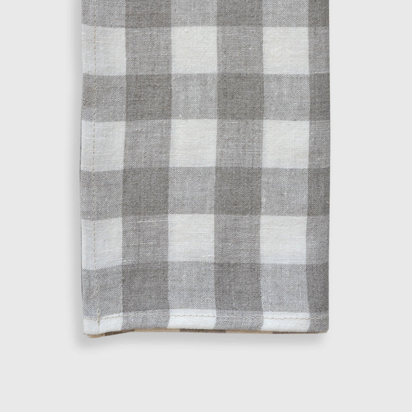 Check Linen Napkins – Set of 4 (Tuile) | Ivory & Taupe Handmade Flax Cloth Napkin