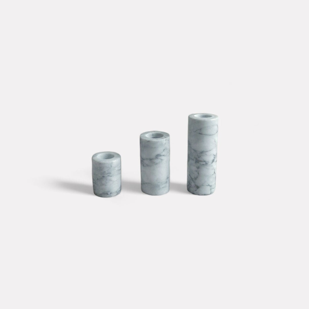 Luna White Marble Taper Candle Holder | Three Sizes