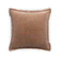 Brown cushion with frayed edges on a white background