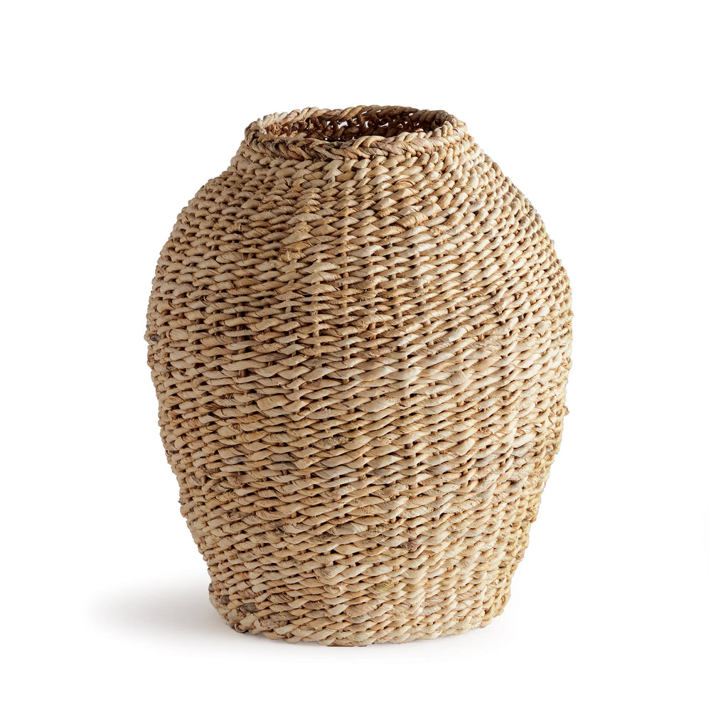 Handwoven natural basket vase with organic texture and warm neutral tones for timeless European-inspired decor styling | Sorelle Rossi Shoppe