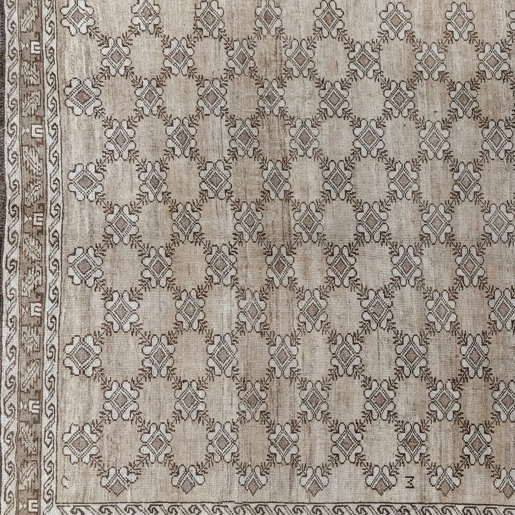 Handwoven Vintage Turkish Rug 6'10" x 10'6" | One-of-a-Kind Neutral Wool Area Rug