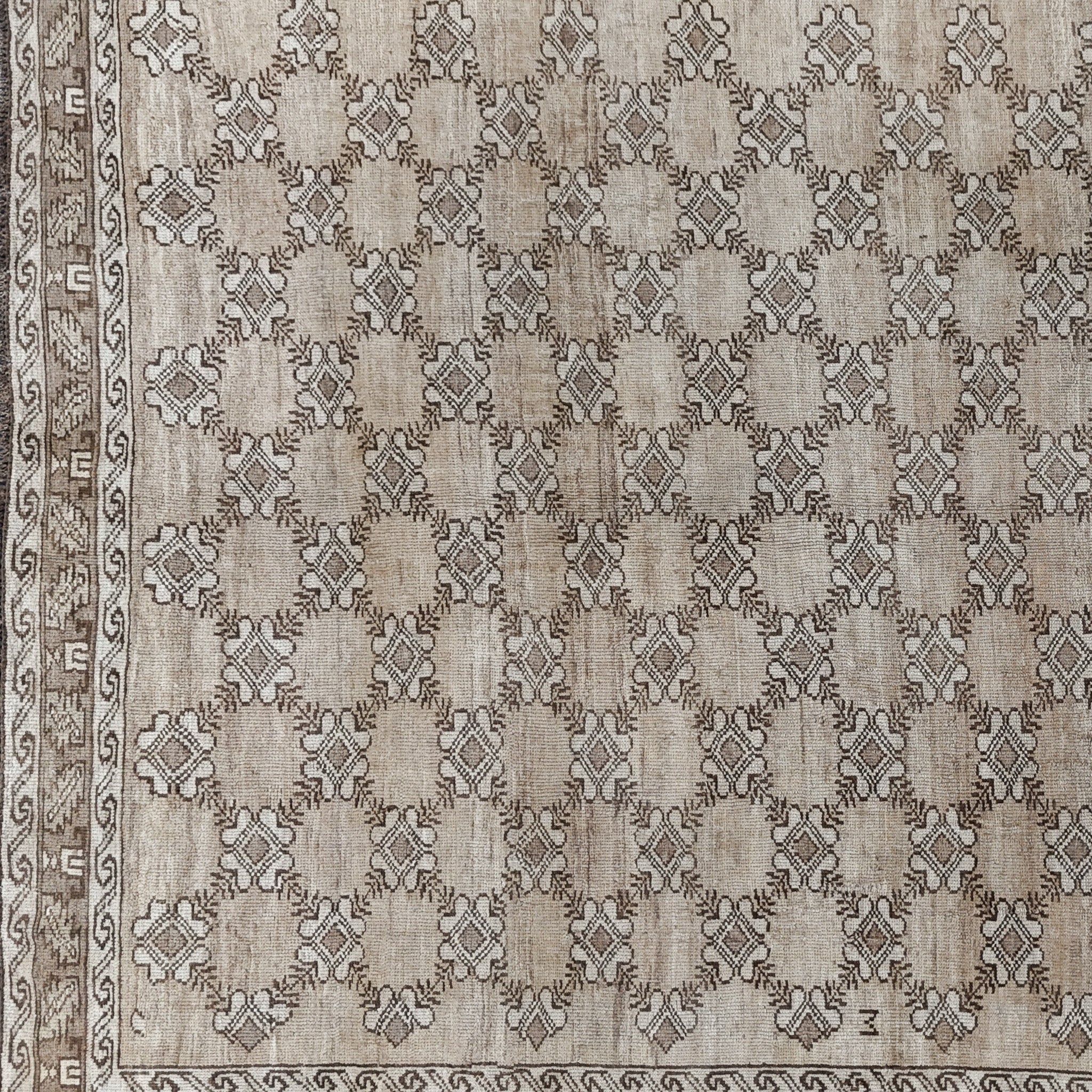 Handwoven Vintage Turkish Rug 6'10" x 10'6" | One-of-a-Kind Neutral Wool Area Rug