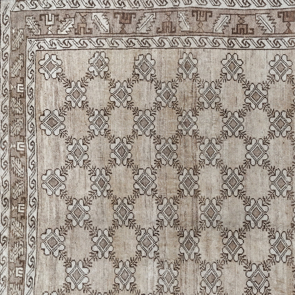 Handwoven Vintage Turkish Rug 6'10" x 10'6" | One-of-a-Kind Neutral Wool Area Rug