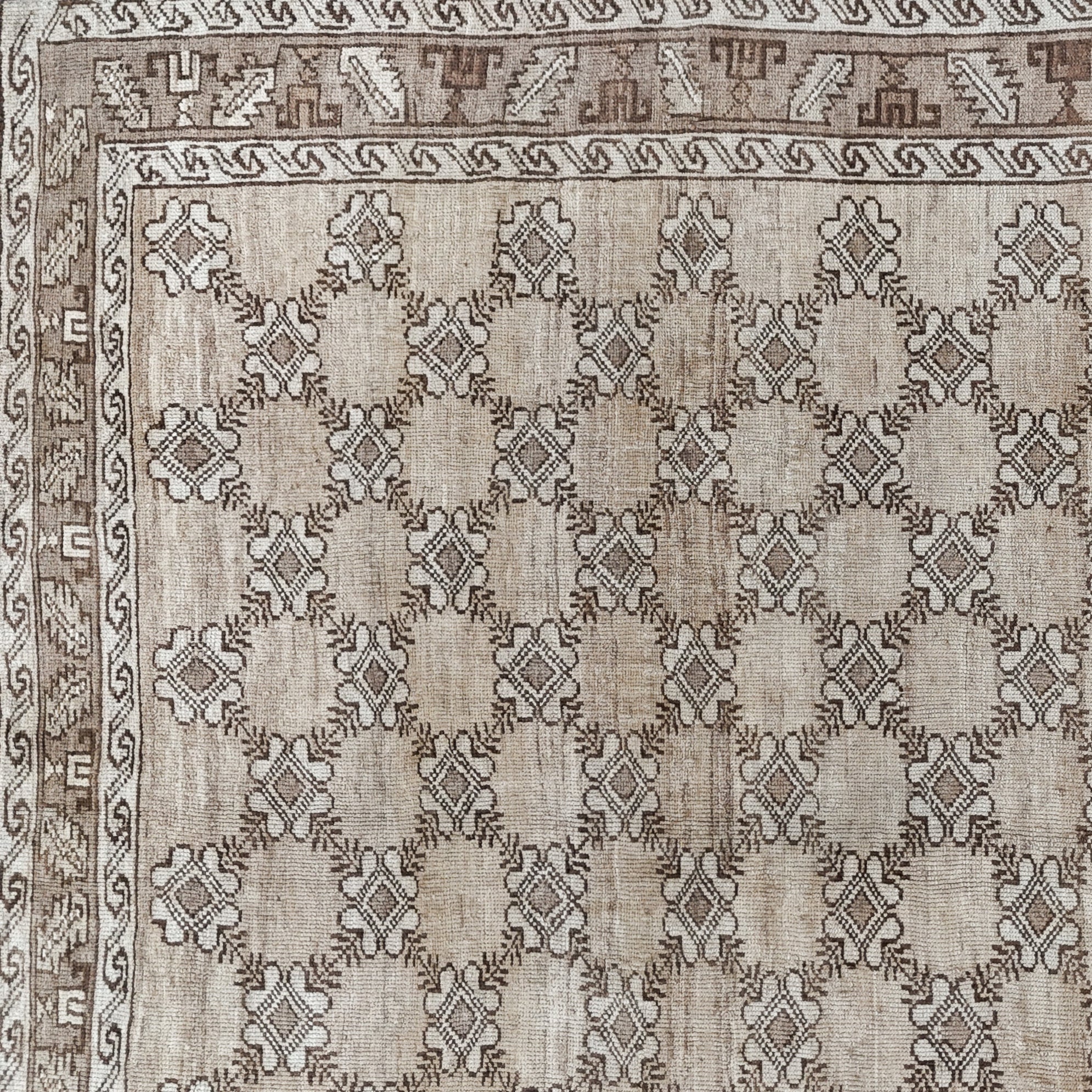 Handwoven Vintage Turkish Rug 6'10" x 10'6" | One-of-a-Kind Neutral Wool Area Rug