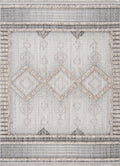 Patterned rug with geometric design in neutral colors