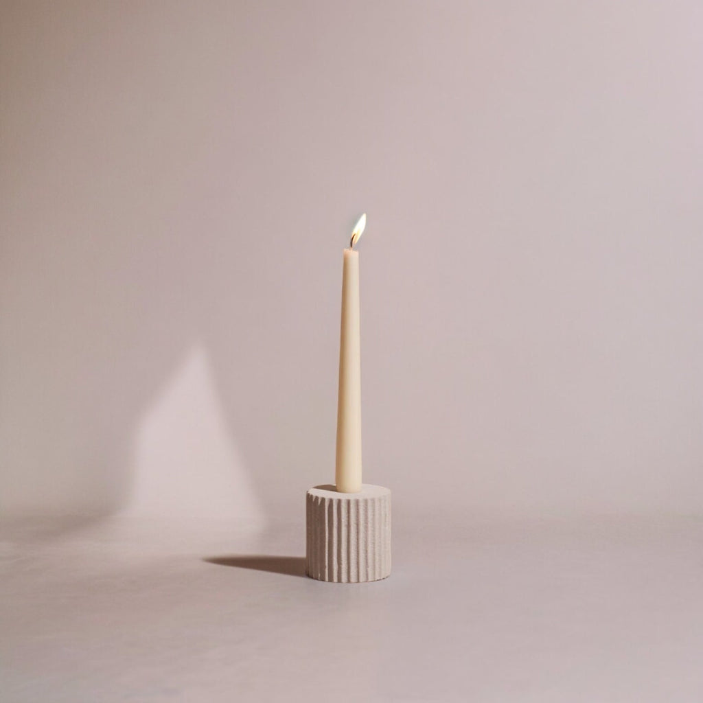 Pilar Small Sandstone Candle Holder | Meso Goods | Sorelle Rossi