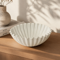 White Ribbed Bowl | Aluminum | Modern Sculptural Accent