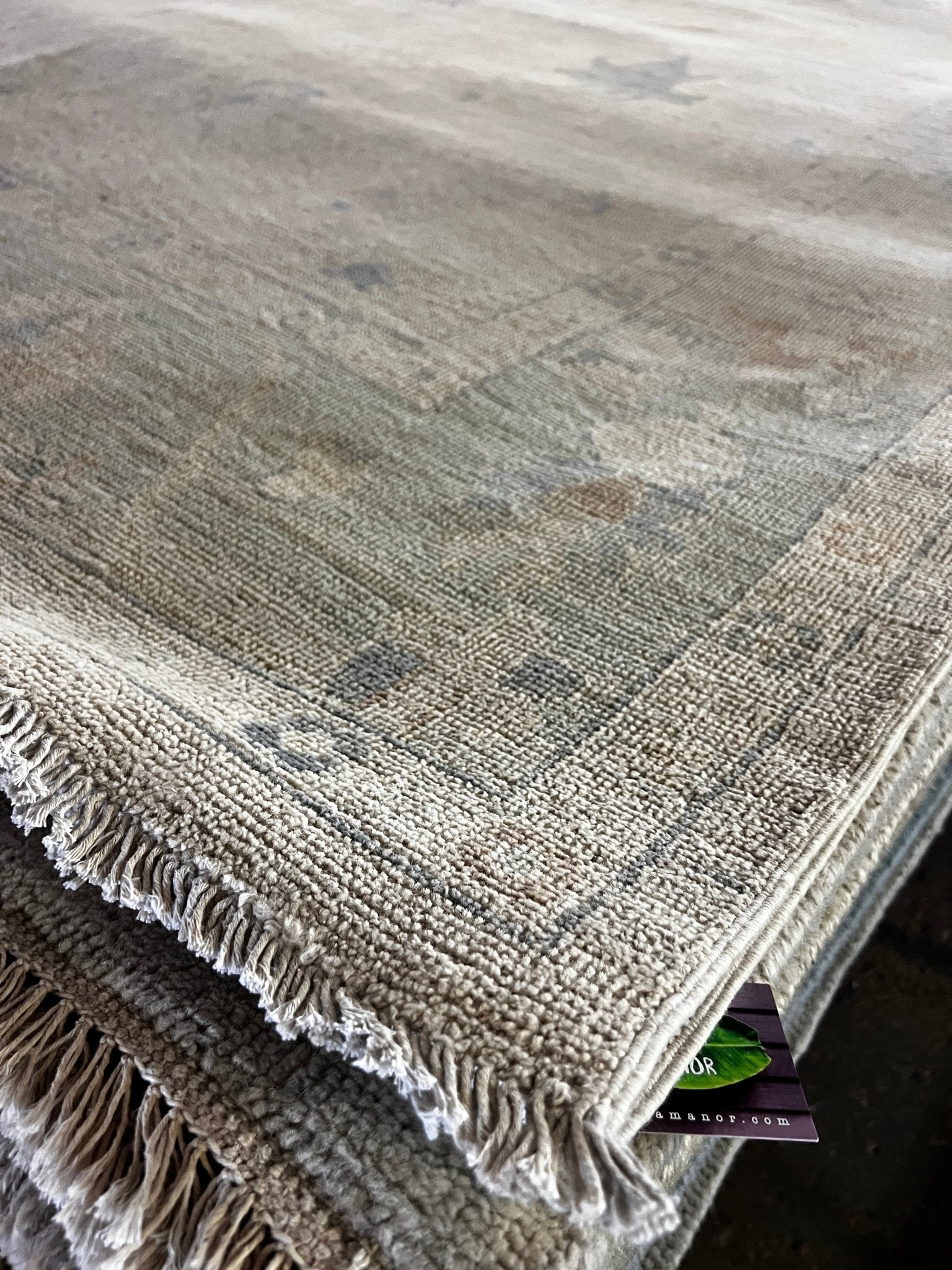 Tatiana Ada 8x9.5 Whitewashed Beige & Grey Afghani Oushak