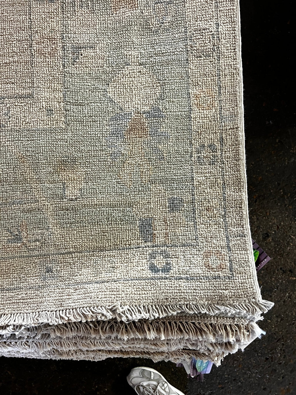 Tatiana Ada 8x9.5 Whitewashed Beige & Grey Afghani Oushak