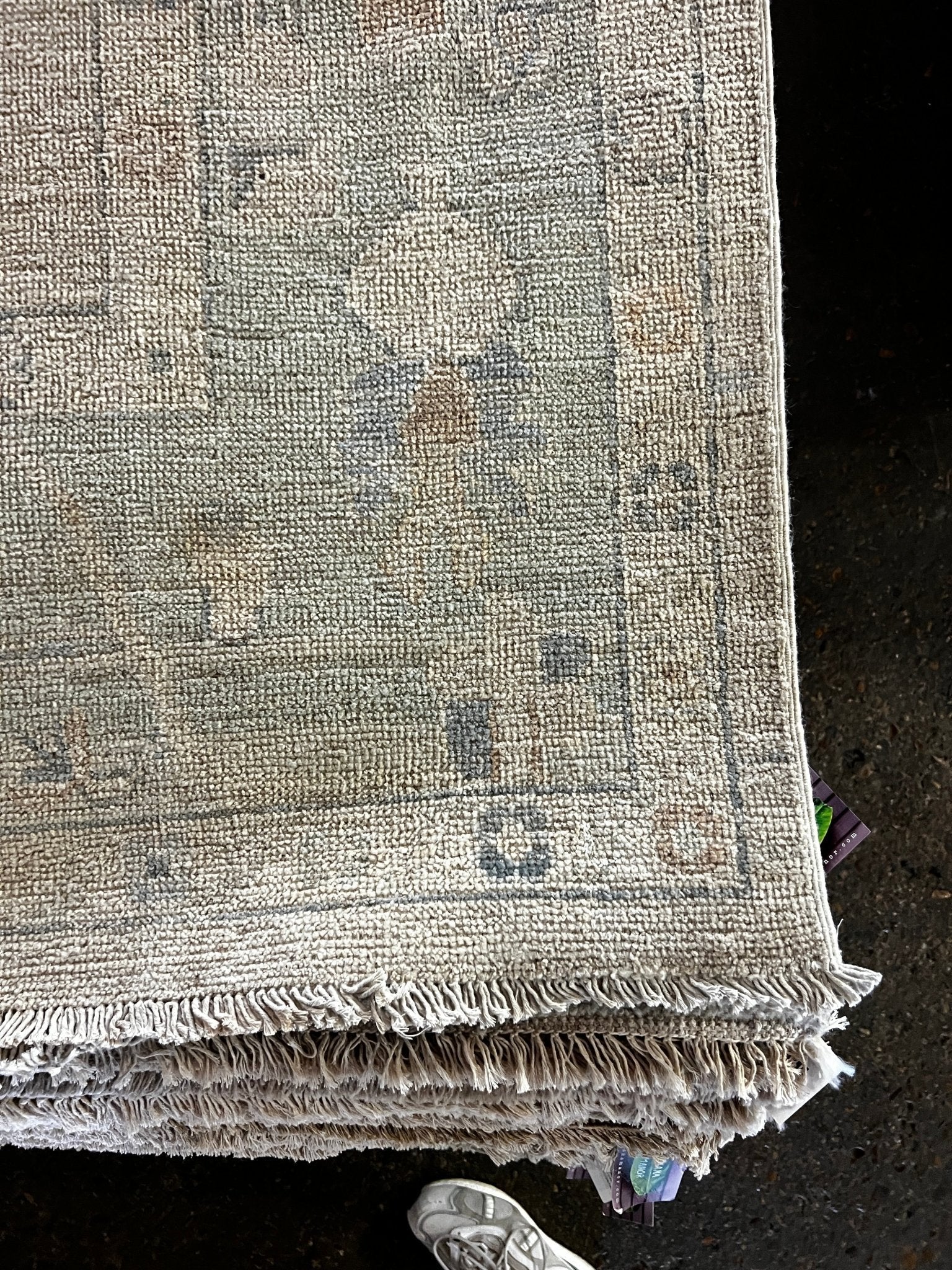 Tatiana Ada 8x9.5 Whitewashed Beige & Grey Afghani Oushak