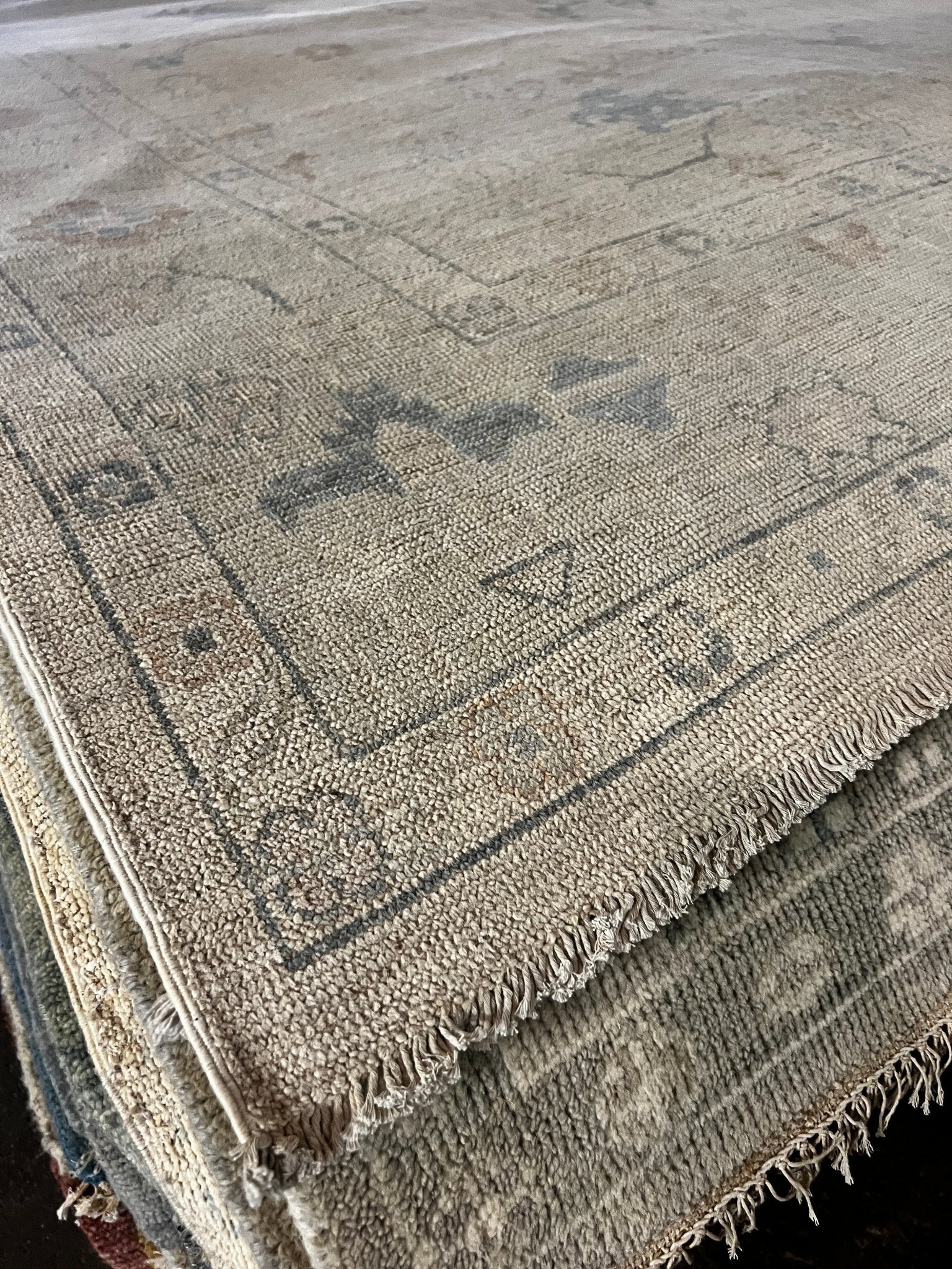 Tatiana Ada 8x9.5 Whitewashed Beige & Grey Afghani Oushak
