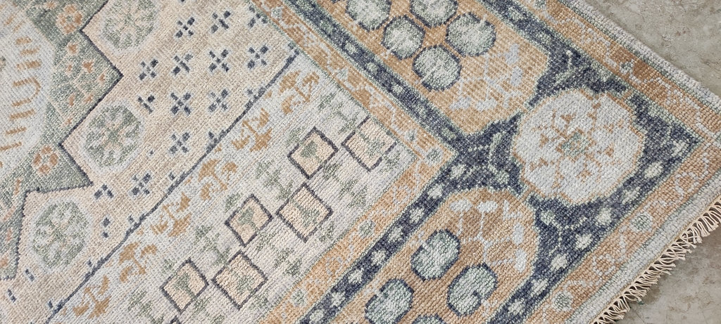 Aly Daly 8.3x10.3 Tan and Grey Hand-Knotted Oushak Rug