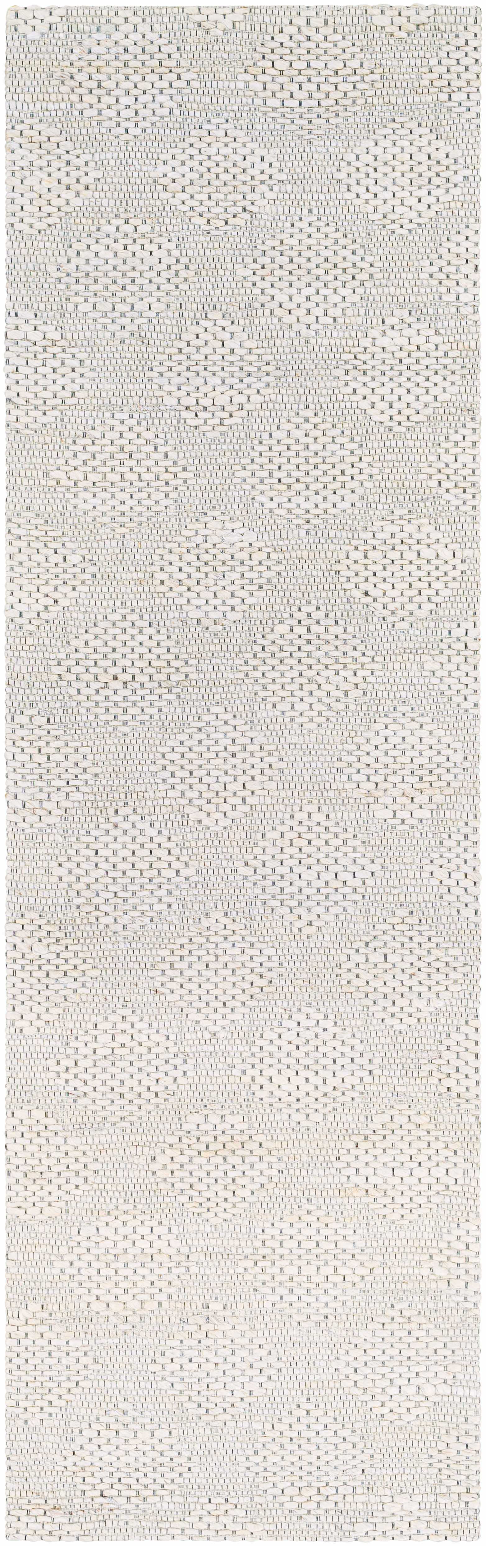 Textured white and gray patterned rug