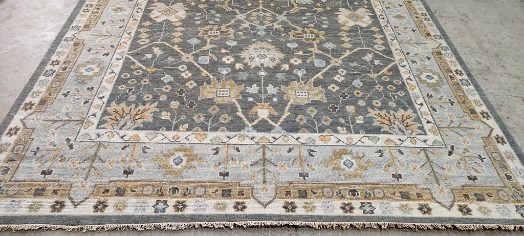 Ann Pyne 8x10 Blue and Grey Hand-Knotted Oushak Rug