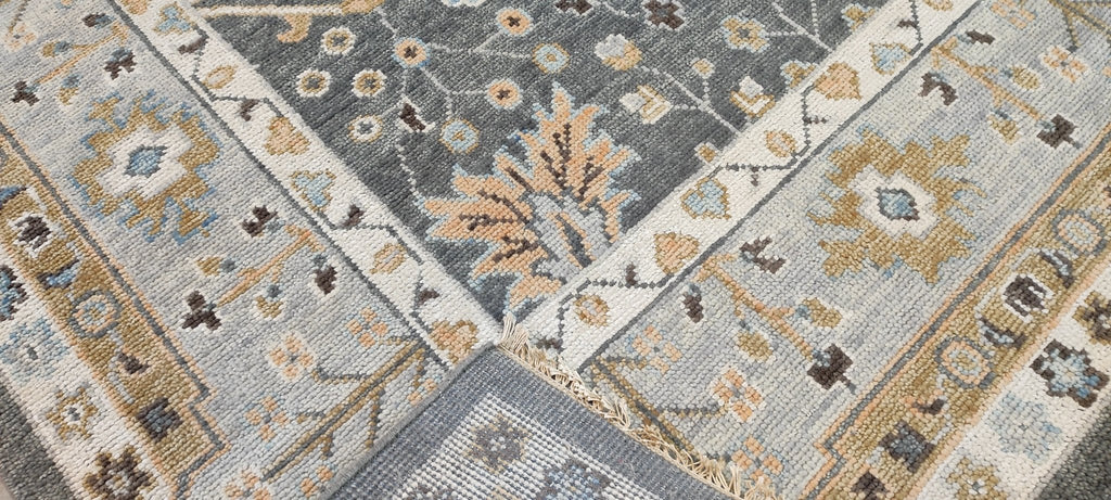 Ann Pyne 8x10 Blue and Grey Hand-Knotted Oushak Rug