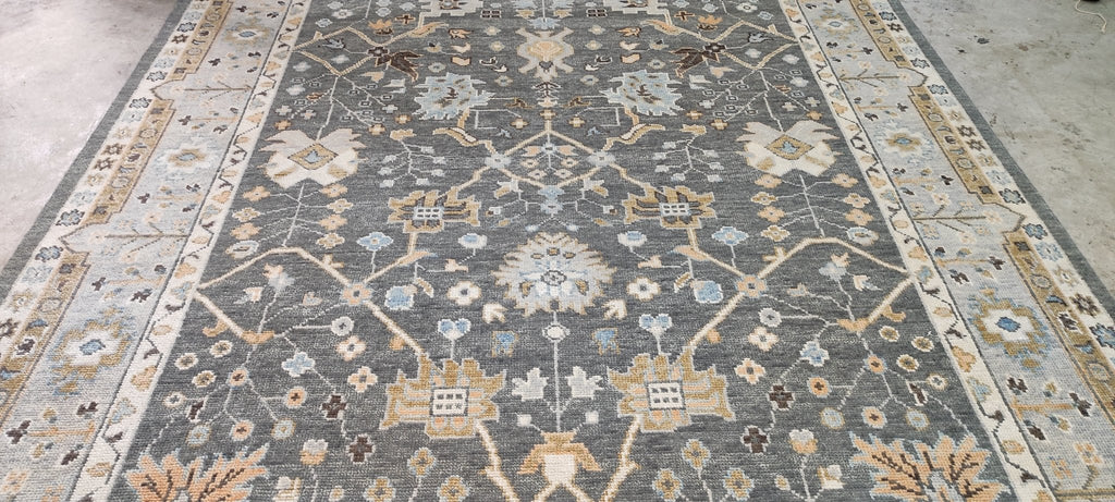 Ann Pyne 8x10 Blue and Grey Hand-Knotted Oushak Rug