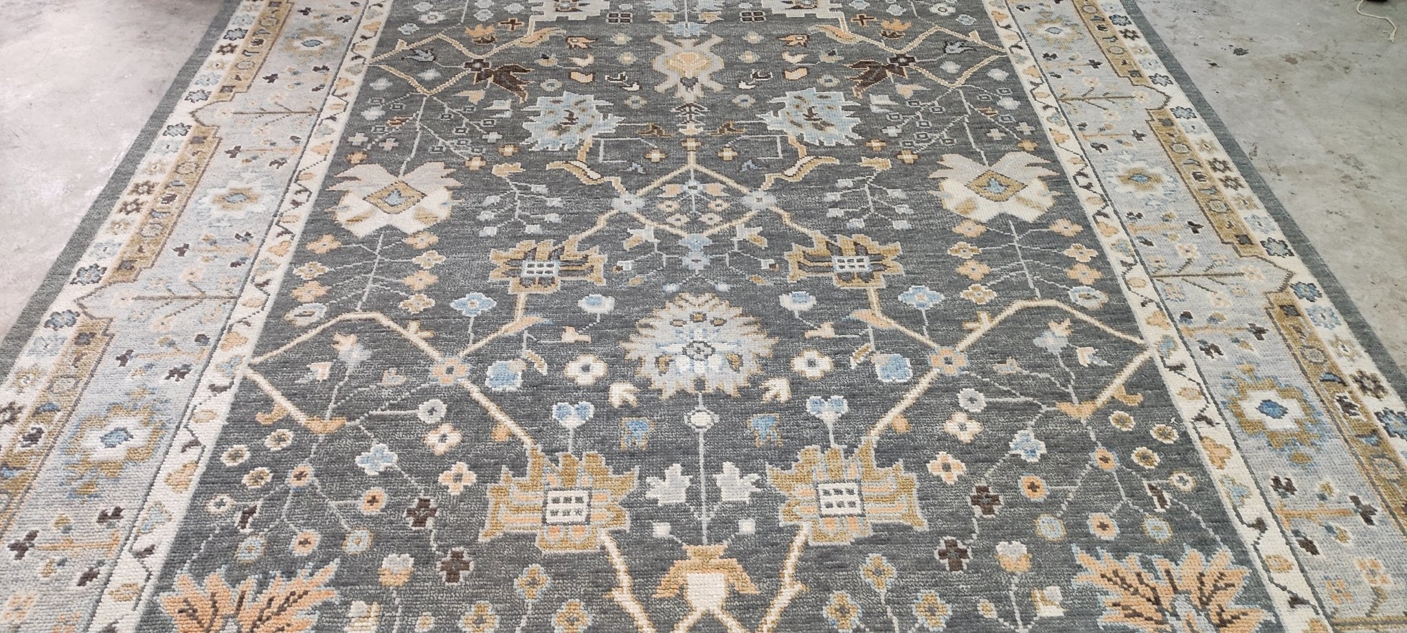 Ann Pyne 8x10 Blue and Grey Hand-Knotted Oushak Rug