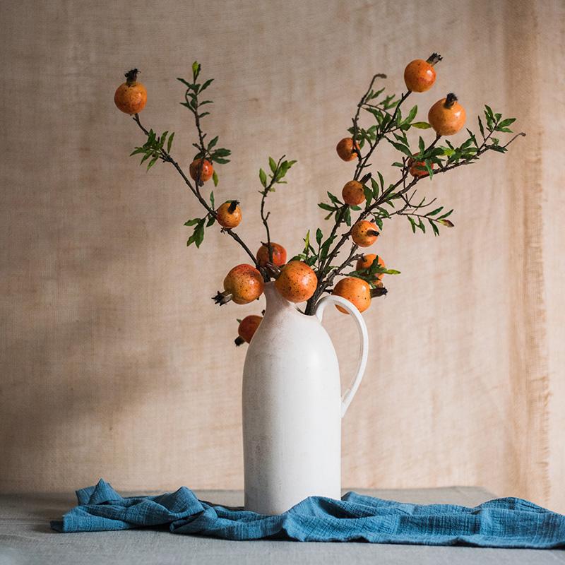 Artificial Fruit Yellow Orange Pomegranate Fruit Stem 36" Tall