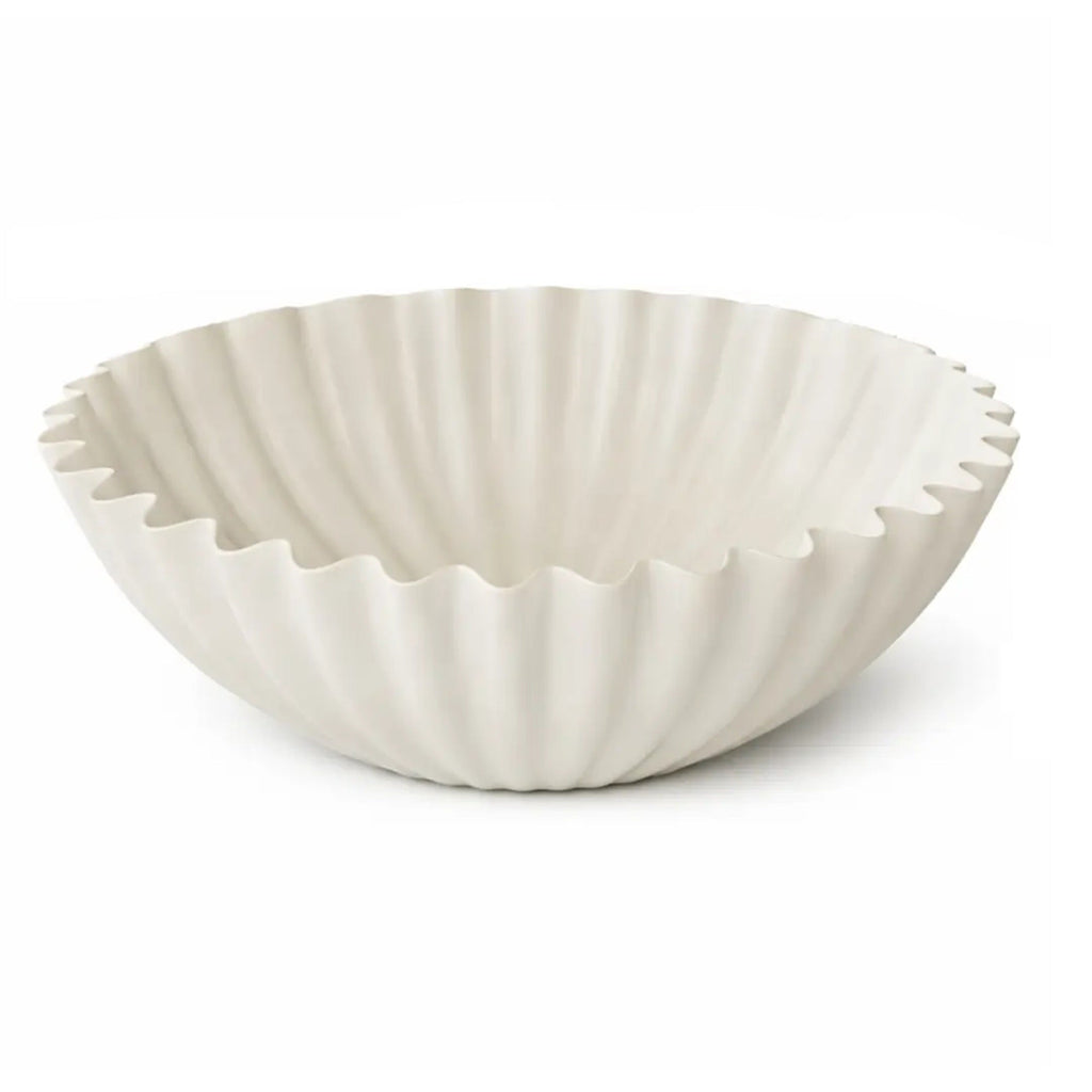 White Ribbed Bowl | Aluminum | Modern Sculptural Accent