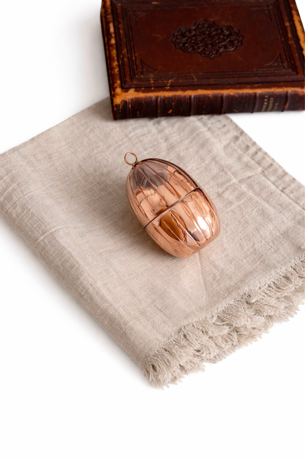 Handmade Fluted Copper Egg Ornaments, Set of 2 or 4