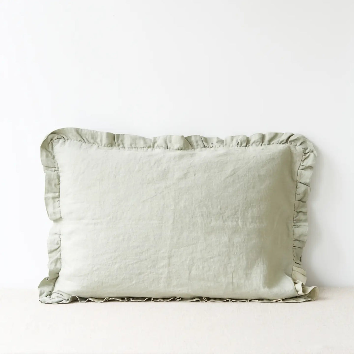 Sage Linen Pillowcases with Frills | Set of 2