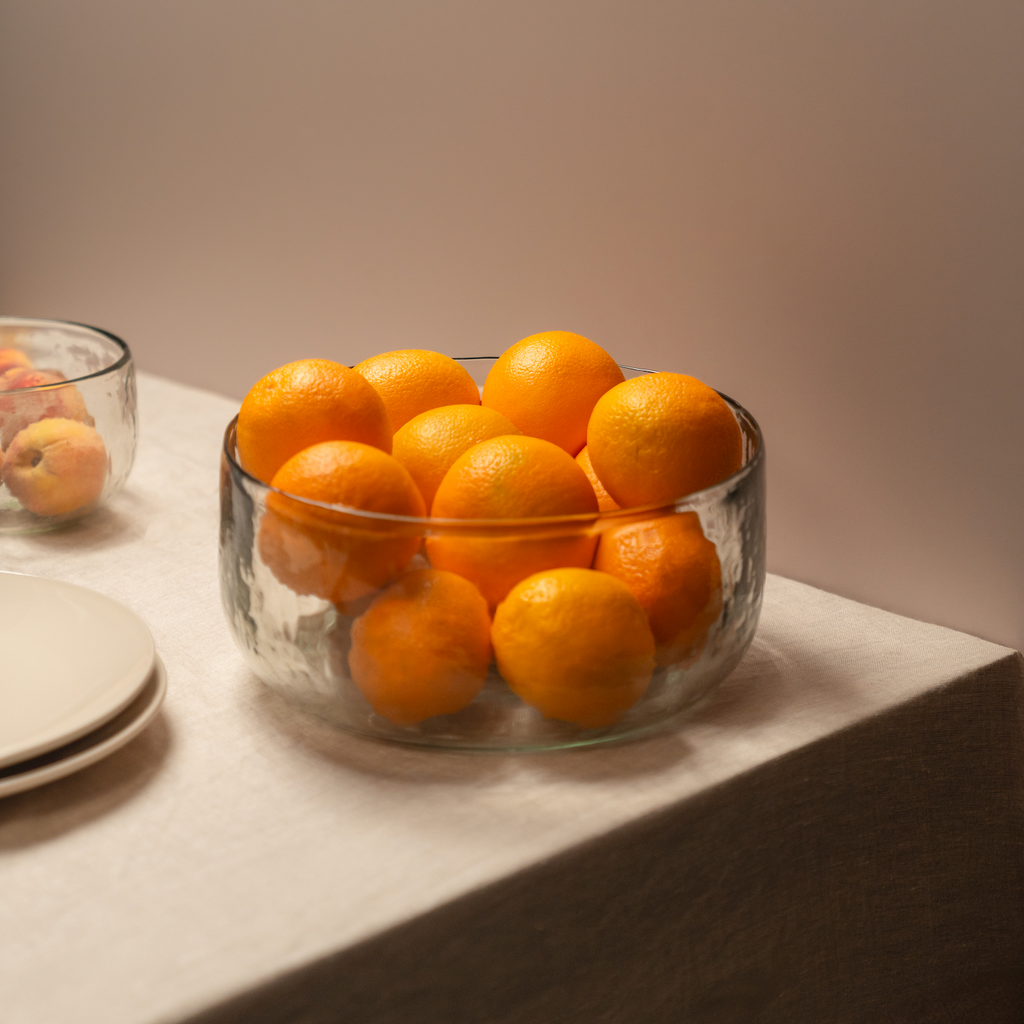 Glass Serving Bowl – Pebbled Handcrafted Bowl