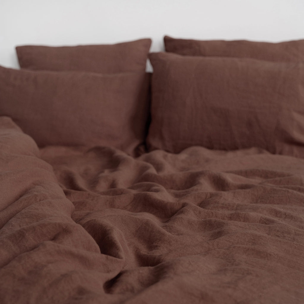 Chocolate Linen Duvet Cover Set