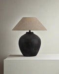 Zarita Minimalist Table Lamp - Black & Tan Textured