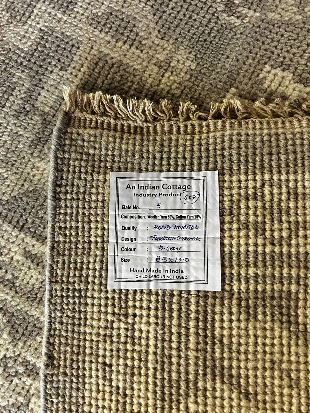 Beth Martin 8.3x10 Grey and Silver Hand-Knotted Oushak Rug - CLEARANCE 50% OFF