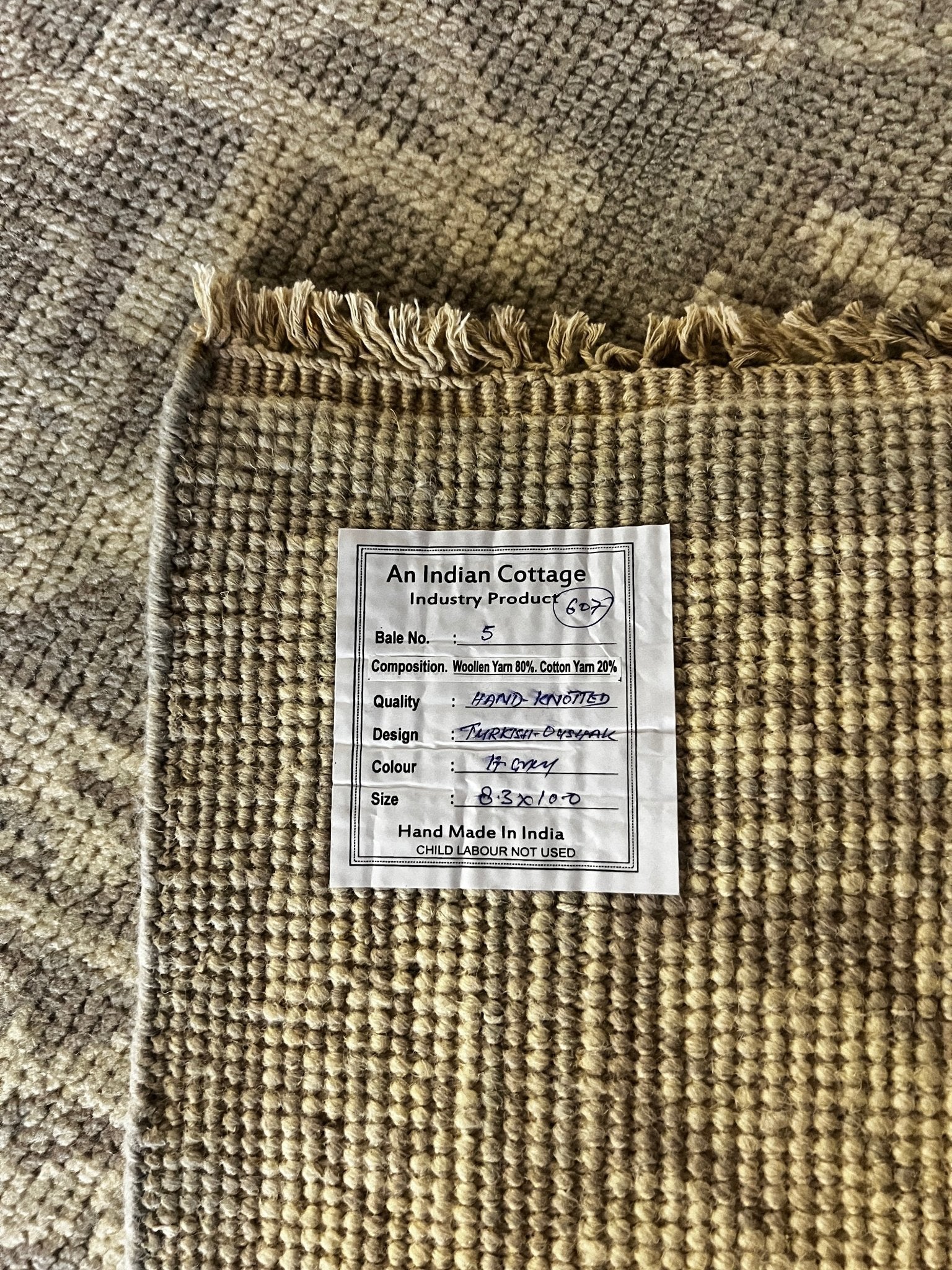 Beth Martin 8.3x10 Grey and Silver Hand-Knotted Oushak Rug - CLEARANCE 50% OFF