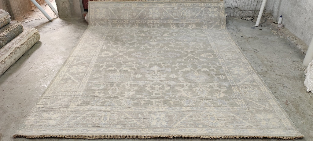 Beth Martin 8.3x10 Grey and Silver Hand-Knotted Oushak Rug - CLEARANCE 50% OFF