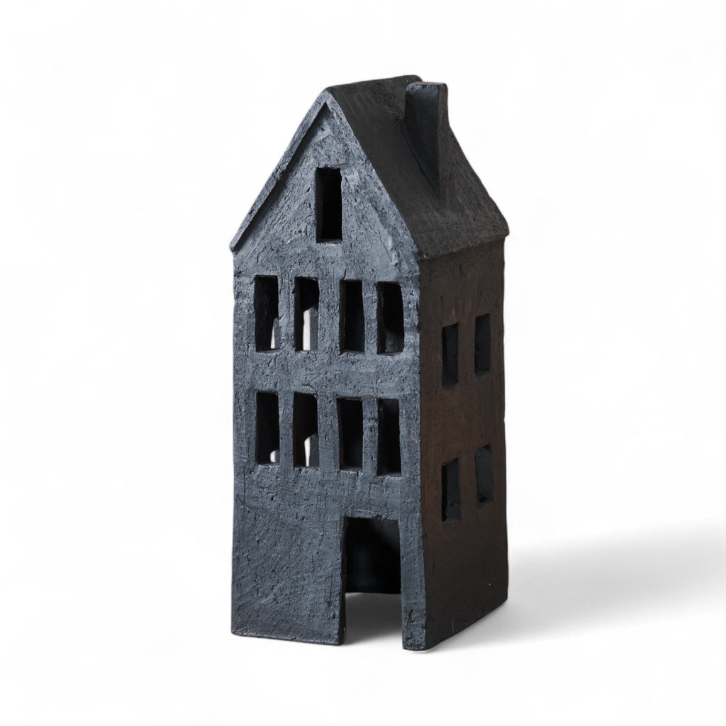 Black Terracotta Spooky House | Halloween Décor with Glowing Windows