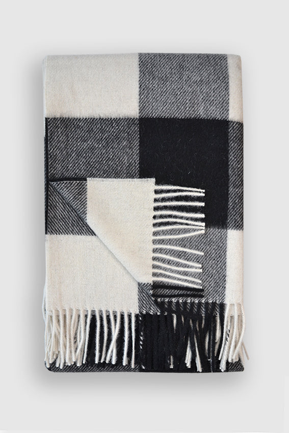 St Louis Ivory & Black Buffalo Check Alpaca Throw Blanket