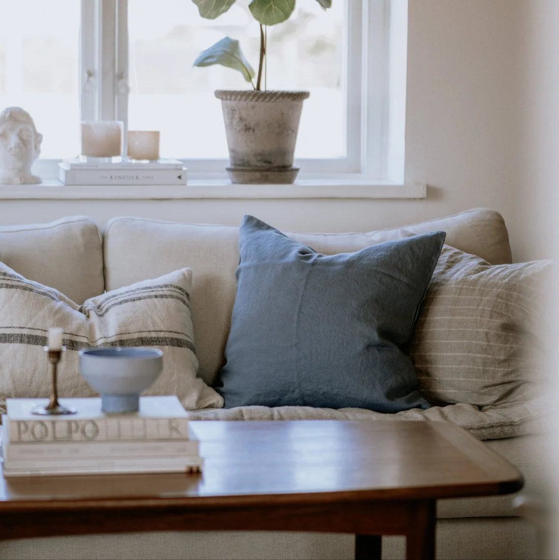 Blue Fog Linen Cushion Cover | Set of 2