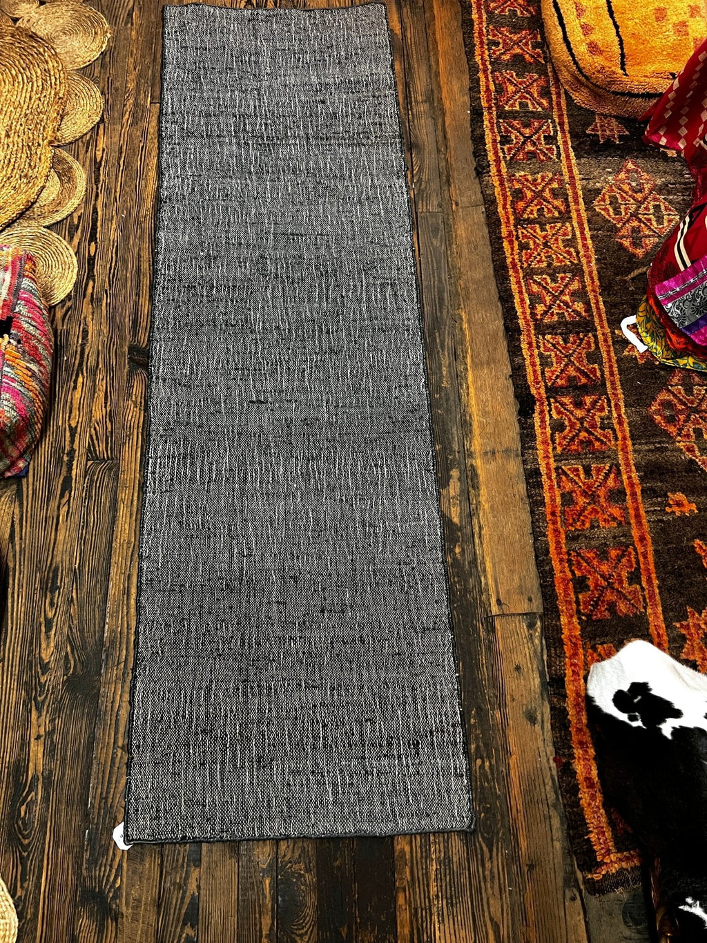 Bobby Catalano 2.6X8.6 Blue Grey Durrie Jute Runner Rug