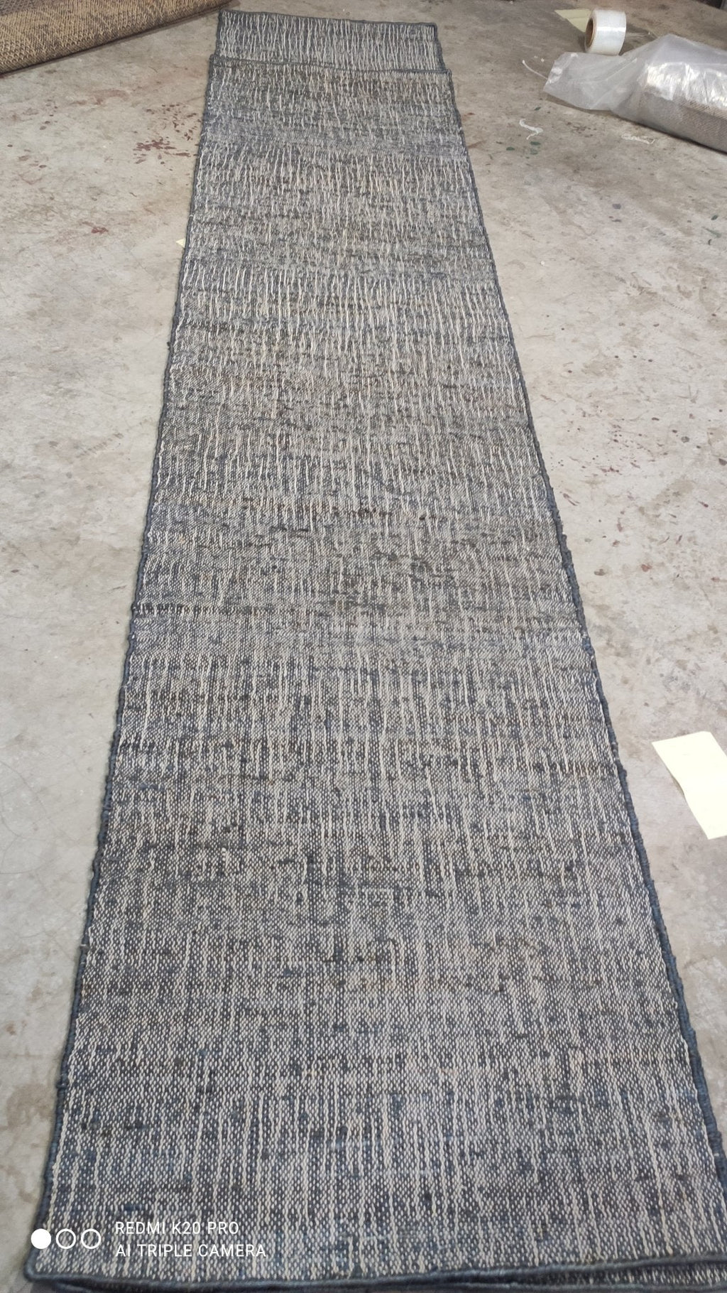 Bobby Catalano 2.6X8.6 Blue Grey Durrie Jute Runner Rug