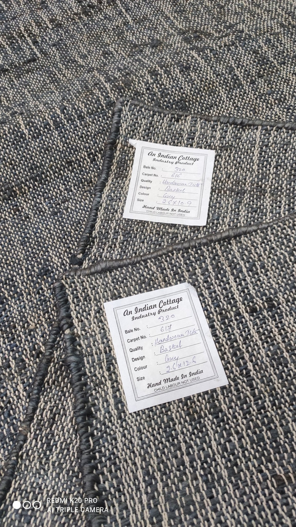 Bobby Catalano 2.6X8.6 Blue Grey Durrie Jute Runner Rug