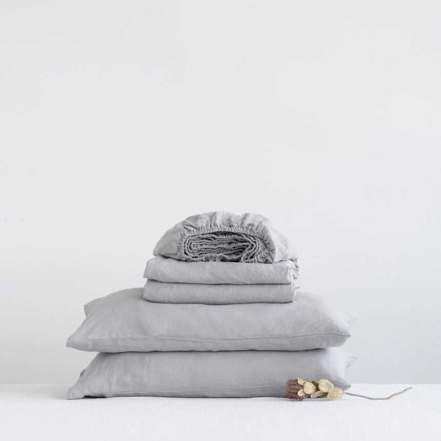 Light Grey Linen Sheet Set