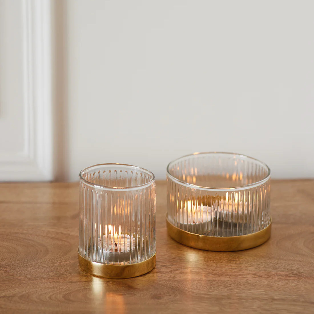 Fluted Glass Votive Candle Holders – Fleck | Textured Glass Tealight Holders for Ambient Home Decor