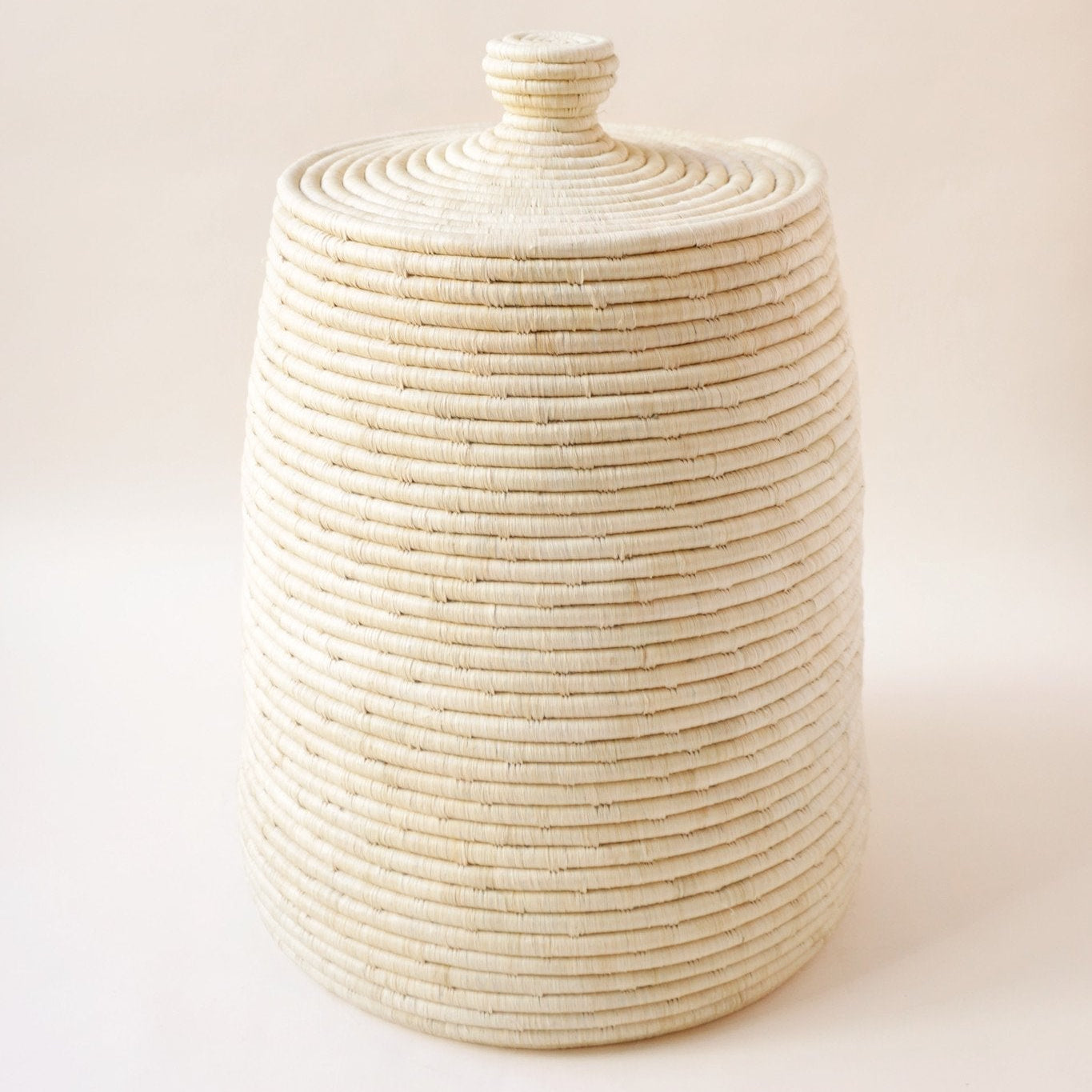 Lidded Woven Basket – Natural Storage Basket (Avi)