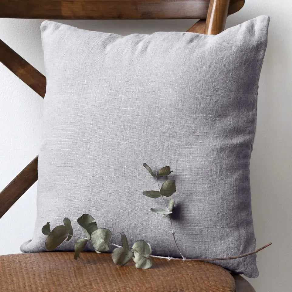 Light Grey Linen Throw Pillow Covers | Set of 2