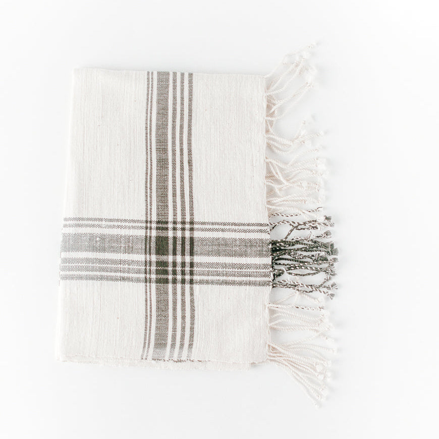 Handwoven Cotton Hand Towel | Farmhouse Plaid