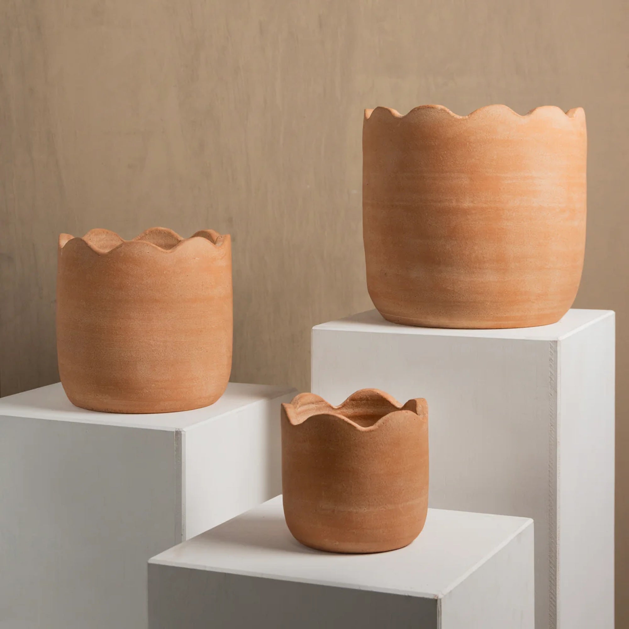 Handmade Wavy Terracotta Planter – Small