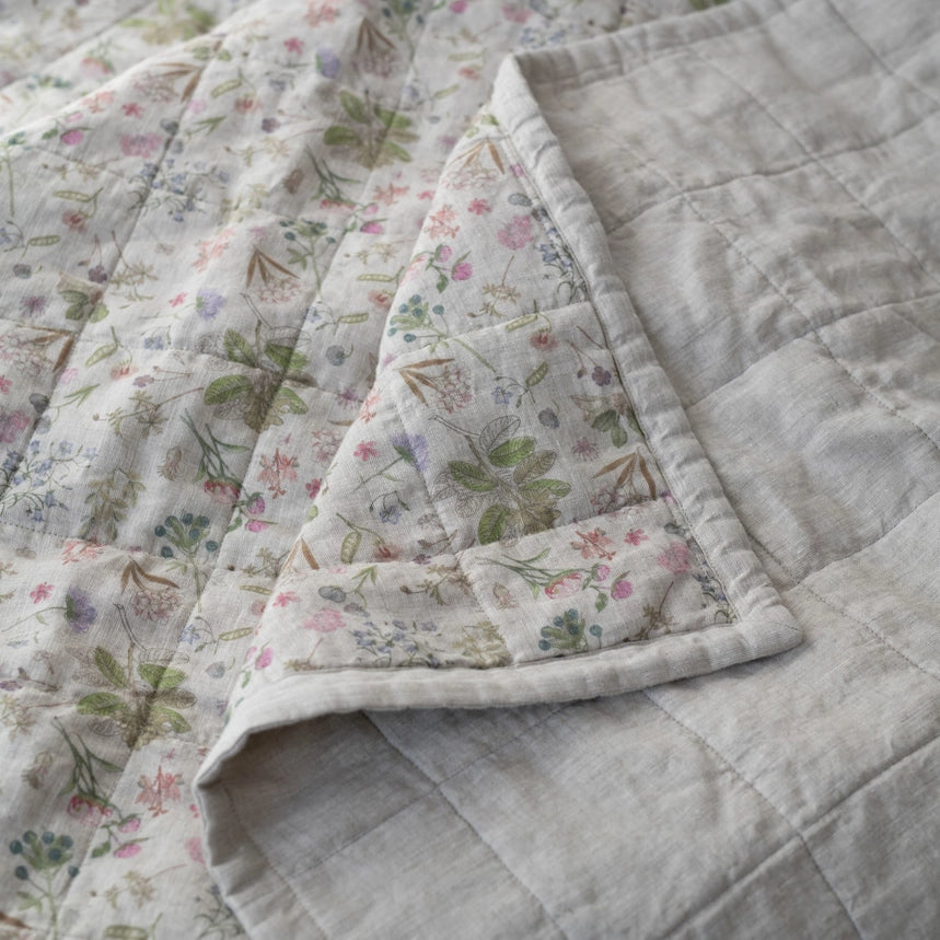 Reversible Linen Quilted Blanket | Botany 2 & Melange