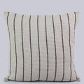 Handwoven heavy cotton striped pillow cover in a soft neutral color palette, artisan-crafted using traditional backstrap weaving for modern organic, farmhouse, coastal, and Scandinavian home décor.