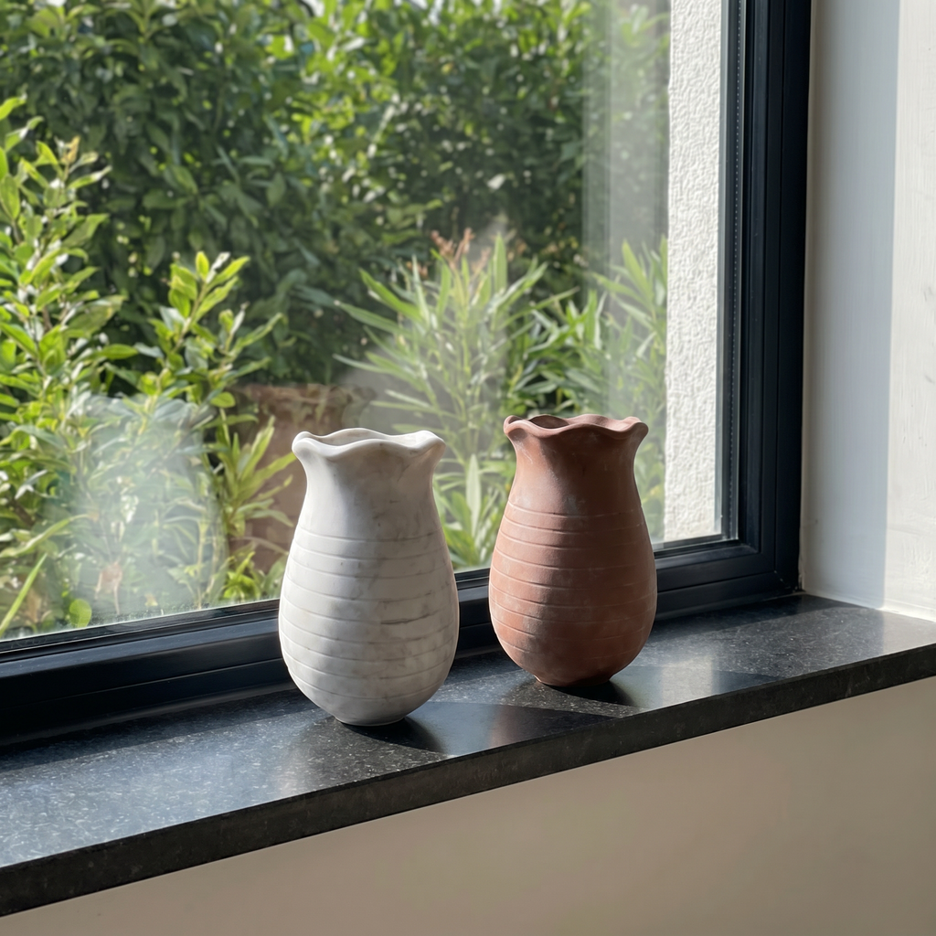 Sable Scalloped Terracotta Crock | Aged White or Earthly Brown